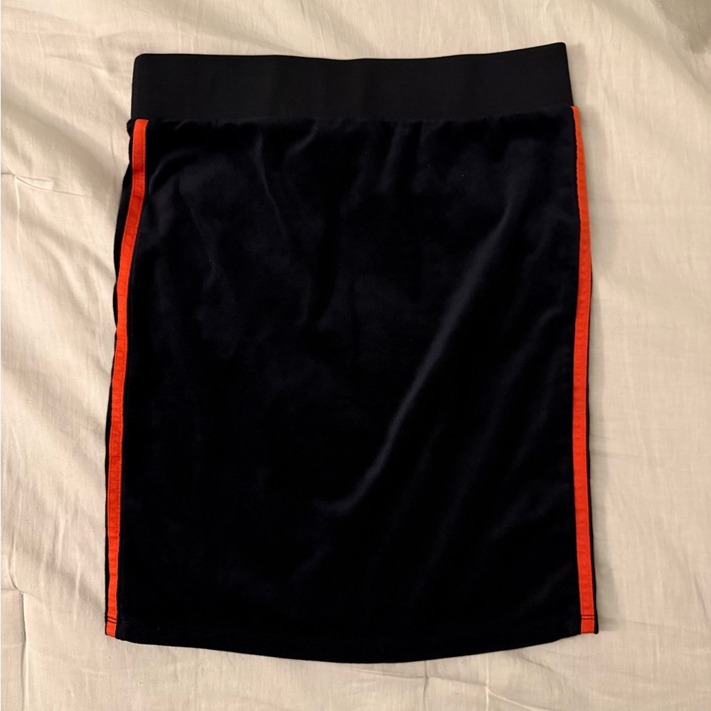 Adidas black Velvet skirt with Red/Orange Side Stripes